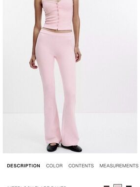 Zara Pale Pink Flare Knit Pants